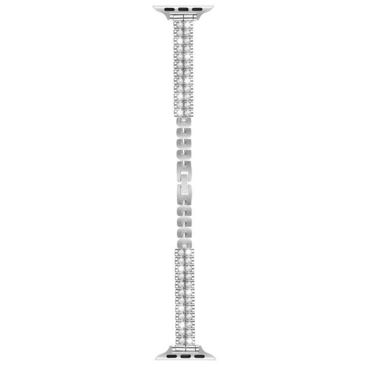 For Apple Watch 46mm / 49mm / 45mm / 44mm Slim Train Section Diamond Metal Watch Band(Silver) - free shipping - PMc TechLife - Order now!