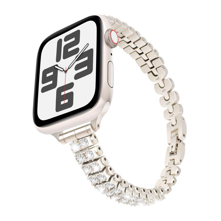 For Apple Watch 42mm / 41mm / 40mm / 38mm Slim Train Section Diamond Metal Watch Band(Starlight) - free shipping - PMc TechLife - Order now!