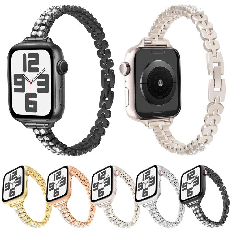 For Apple Watch 46mm / 49mm / 45mm / 44mm Slim Train Section Diamond Metal Watch Band(Silver) - free shipping - PMc TechLife - Order now!