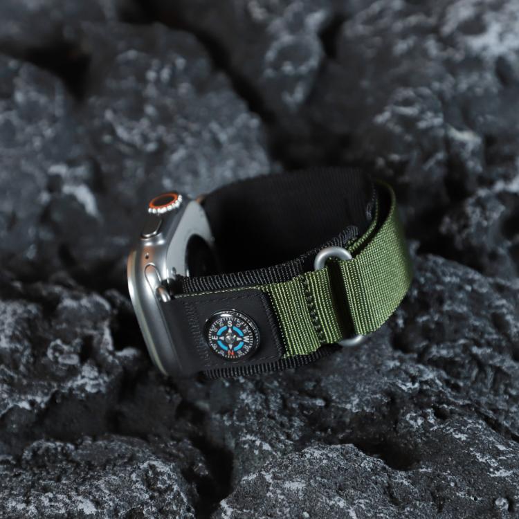 For Apple Watch 46mm / 49mm / 45mm / 44mm Compass Nylon Loop Watch Band(Black Army Green) - free shipping - PMc TechLife - Order now!