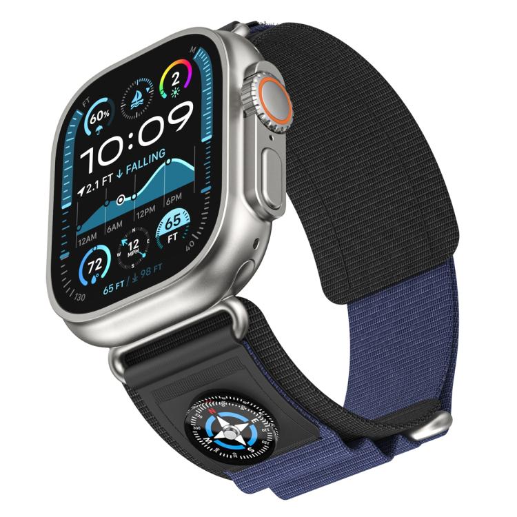 For Apple Watch 46mm / 49mm / 45mm / 44mm Compass Nylon Loop Watch Band(Black Blue) - free shipping - PMc TechLife - Order now!