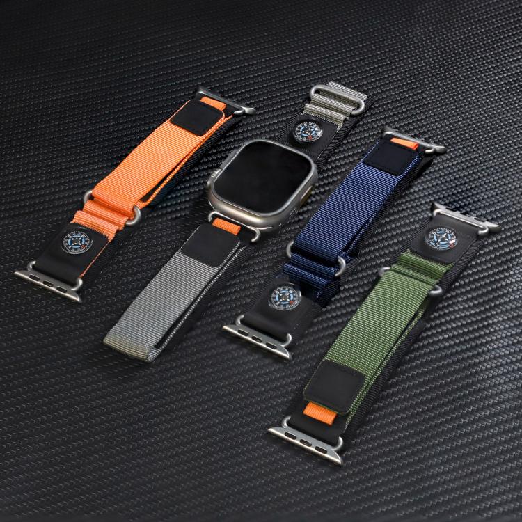 For Apple Watch 46mm / 49mm / 45mm / 44mm Compass Nylon Loop Watch Band(Black Army Green) - free shipping - PMc TechLife - Order now!
