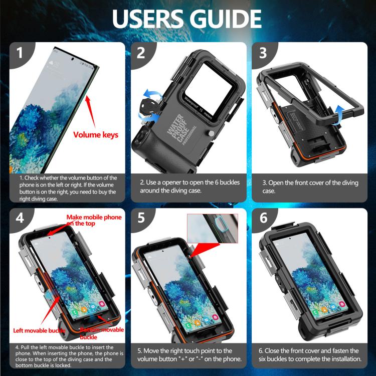 RedPepper 4th Generation Diving Protective Case, Waterproof depth: 15m(Black) - Waterproof Bag by RedPepper | Online Shopping South Africa | PMc TechLife | Buy Now Pay Later Mobicred
