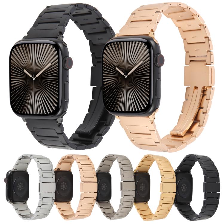 For Apple Watch 46mm / 49mm / 45mm / 44mm I-Shaped Folding Magnetic Buckle Metal Watch Band(Black) - Watch Bands by PMc TechLife | Online Shopping South Africa | PMc TechLife | Buy Now Pay Later Mobicred