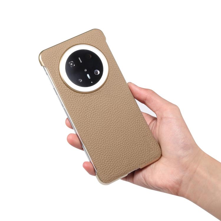 For Huawei Mate 70 Denior A20 Genuine Leather Litchi Texture MagSafe Frameless Phone Case(Khaki) - free shipping - PMc TechLife - Order now!