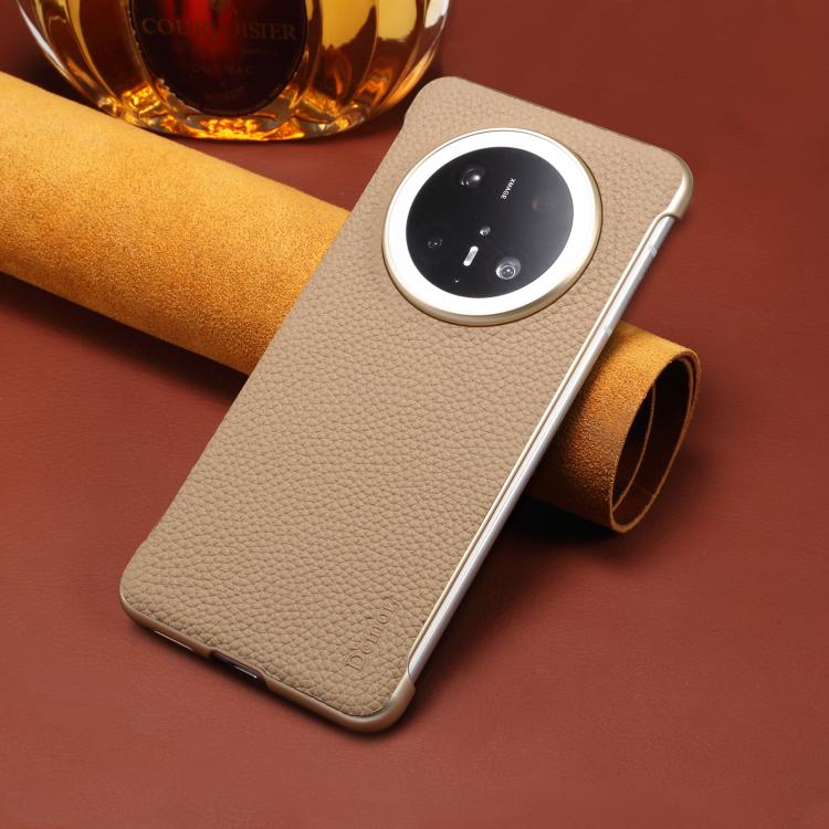 For Huawei Mate 70 Pro Denior A20 Genuine Leather Litchi Texture MagSafe Frameless Phone Case(Khaki) - free shipping - PMc TechLife - Order now!