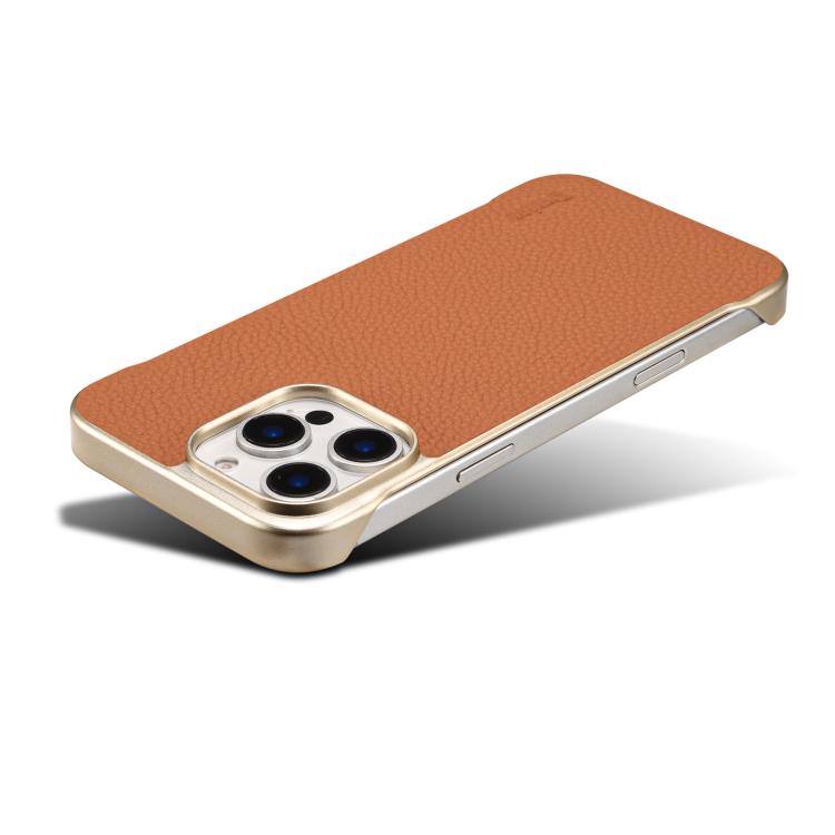 For iPhone 14 Pro Max Denior A20 Genuine Leather Litchi Texture MagSafe Frameless Phone Case(Brown) - free shipping - PMc TechLife - Order now!