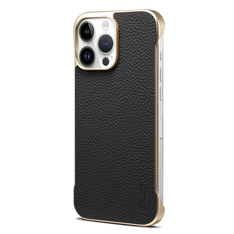 For iPhone 15 Pro Denior A20 Genuine Leather Litchi Texture MagSafe Frameless Phone Case(Black) - free shipping - PMc TechLife - Order now!