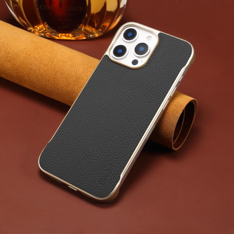 For iPhone 15 Pro Denior A20 Genuine Leather Litchi Texture MagSafe Frameless Phone Case(Black) - free shipping - PMc TechLife - Order now!