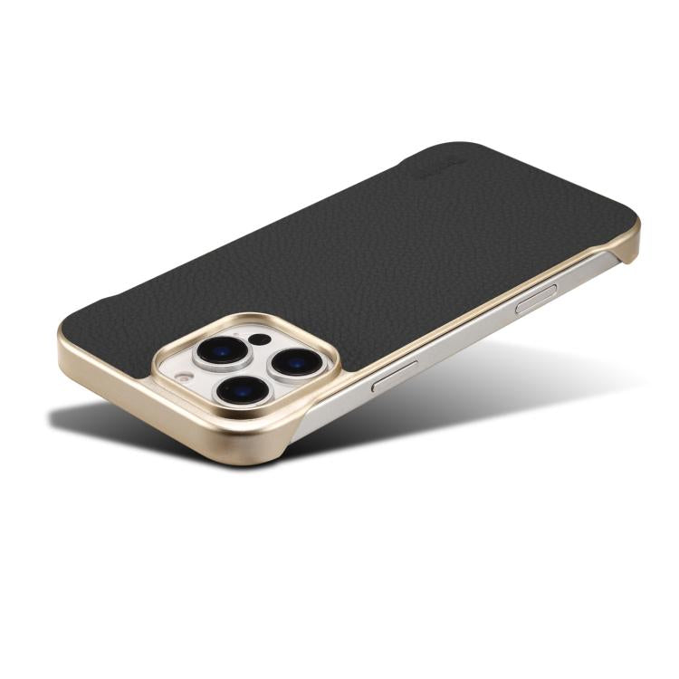 For iPhone 15 Pro Denior A20 Genuine Leather Litchi Texture MagSafe Frameless Phone Case(Black) - free shipping - PMc TechLife - Order now!