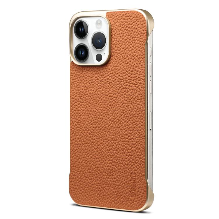 For iPhone 15 Pro Max Denior A20 Genuine Leather Litchi Texture MagSafe Frameless Phone Case(Brown) - free shipping - PMc TechLife - Order now!