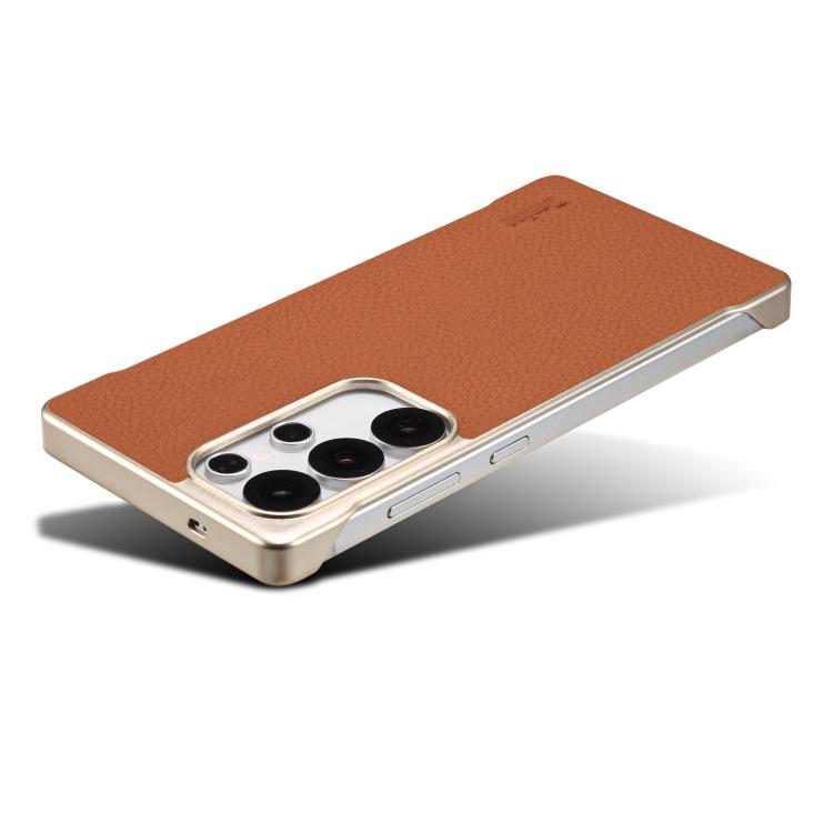For Samsung Galaxy S25 5G Denior A20 Genuine Leather Litchi Texture MagSafe Frameless Phone Case(Brown) - free shipping - PMc TechLife - Order now!