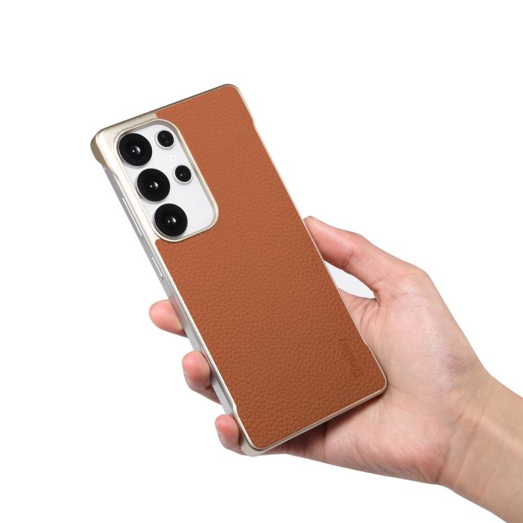For Samsung Galaxy S25 5G Denior A20 Genuine Leather Litchi Texture MagSafe Frameless Phone Case(Brown) - free shipping - PMc TechLife - Order now!