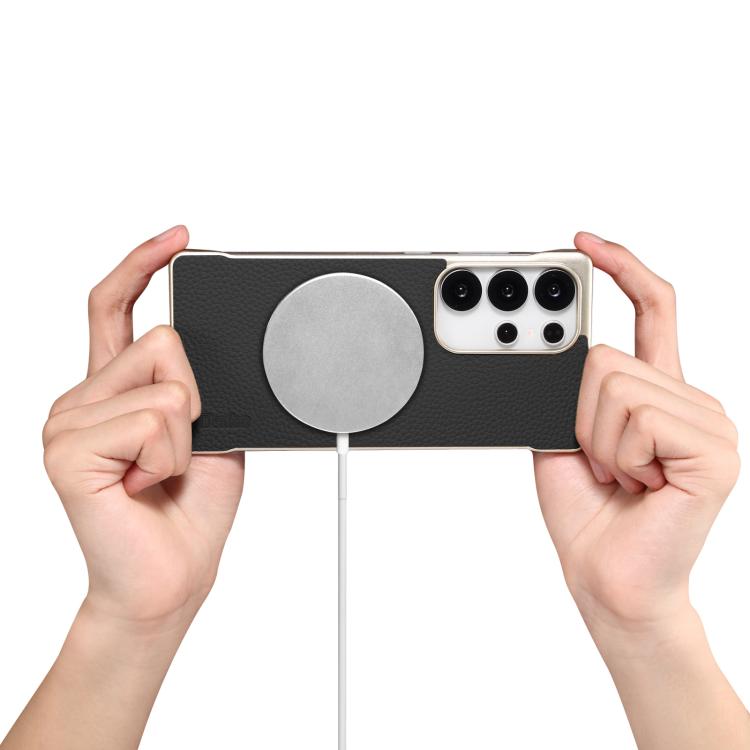 For Samsung Galaxy S25+ 5G Denior A20 Genuine Leather Litchi Texture MagSafe Frameless Phone Case(Black) - free shipping - PMc TechLife - Order now!