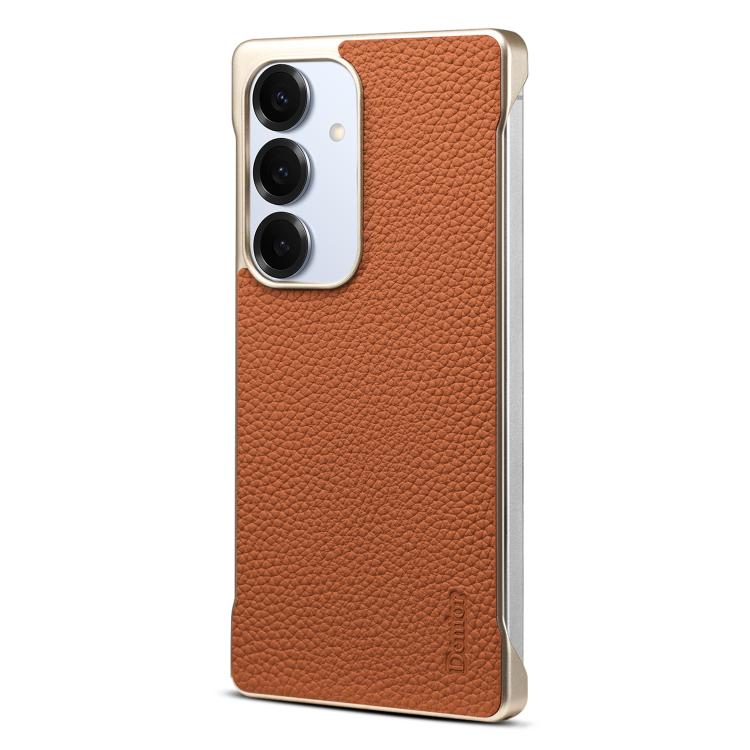 For Samsung Galaxy S25+ 5G Denior A20 Genuine Leather Litchi Texture MagSafe Frameless Phone Case(Brown) - free shipping - PMc TechLife - Order now!