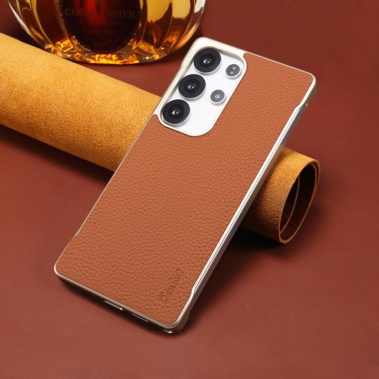 For Samsung Galaxy S25+ 5G Denior A20 Genuine Leather Litchi Texture MagSafe Frameless Phone Case(Brown) - free shipping - PMc TechLife - Order now!
