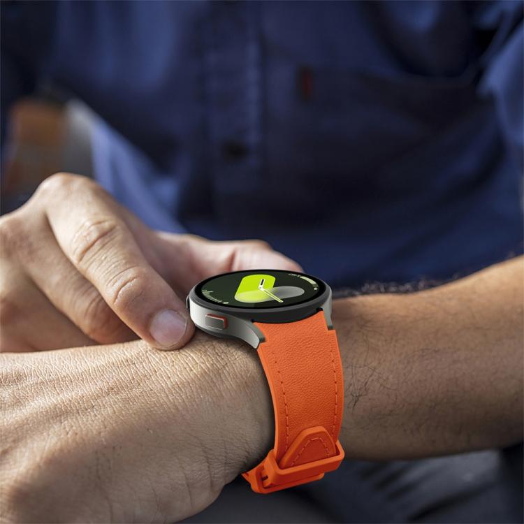For Samsung Galaxy Watch 7 / 6 / 5 / 4 Silver Pin Buckle Leather Silicone Watch Band(Orange) - free shipping - PMC TechLife - Order now!