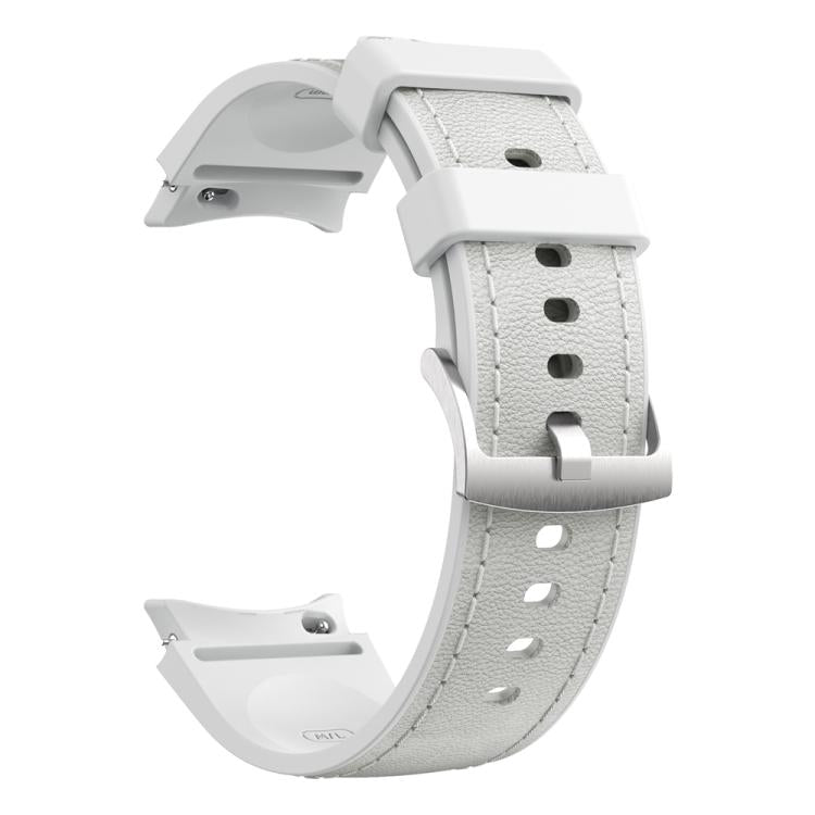 For Samsung Galaxy Watch 7 / 6 / 5 / 4 Silver Pin Buckle Leather Silicone Watch Band(Light Grey) - free shipping - PMC TechLife - Order now!