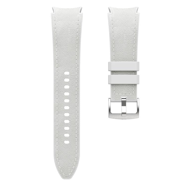 For Samsung Galaxy Watch 7 / 6 / 5 / 4 Silver Pin Buckle Leather Silicone Watch Band(Light Grey) - free shipping - PMC TechLife - Order now!