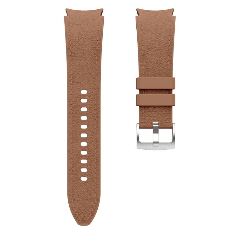 For Samsung Galaxy Watch 7 / 6 / 5 / 4 Silver Pin Buckle Leather Silicone Watch Band(Dark Brown) - free shipping - PMC TechLife - Order now!