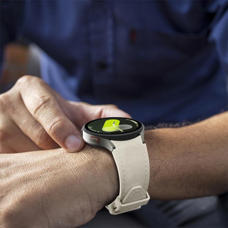 For Samsung Galaxy Watch 7 / 6 / 5 / 4 Silver Pin Buckle Leather Silicone Watch Band(Starlight) - free shipping - PMC TechLife - Order now!