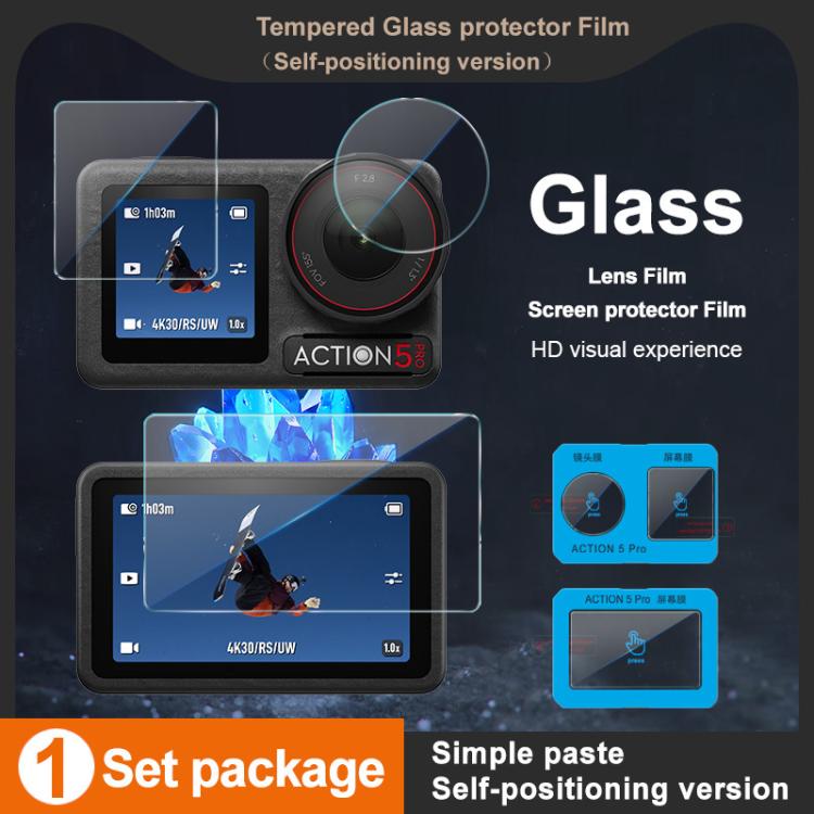 For DJI Osmo Action 5 Pro imak Tempered Glass Film with Camera Lens Film, Self-positioning Version - free shipping - PMC TechLife - Order now!