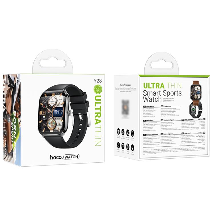 hoco Y28 1.96 inch AMOLED Screen IP67 Waterproof Smart Sports Watch, Call Version(Black) - free shipping - PMC TechLife - Order now!