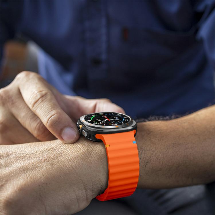 For Samsung Galaxy Watch Ultra 47mm / Ultra 2025 Kalebol Wave-stitched Silicone Strap(Orange) - free shipping - PMC TechLife - Order now!