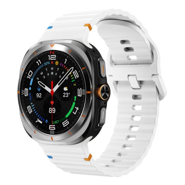 For Samsung Galaxy Watch Ultra 47mm / Ultra 2025 Kalebol Wave-stitched Silicone Strap(White) - free shipping - PMC TechLife - Order now!