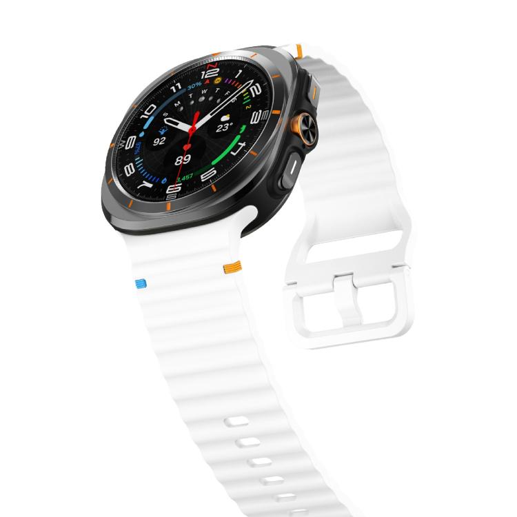 For Samsung Galaxy Watch Ultra 47mm / Ultra 2025 Kalebol Wave-stitched Silicone Strap(White) - free shipping - PMC TechLife - Order now!