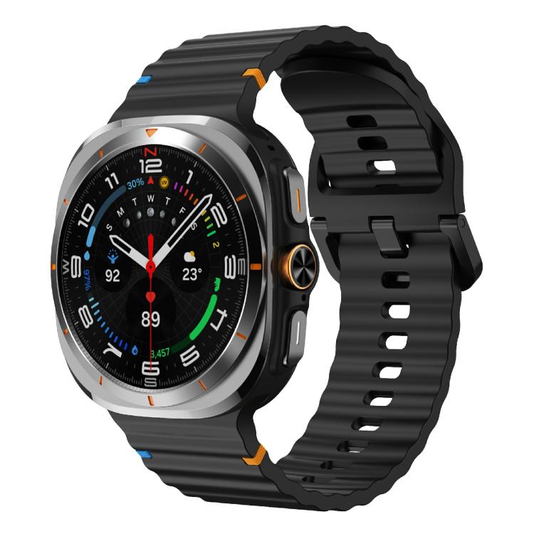 For Samsung Galaxy Watch Ultra 47mm / Ultra 2025 Kalebol Wave-stitched Silicone Strap(Black) - free shipping - PMC TechLife - Order now!