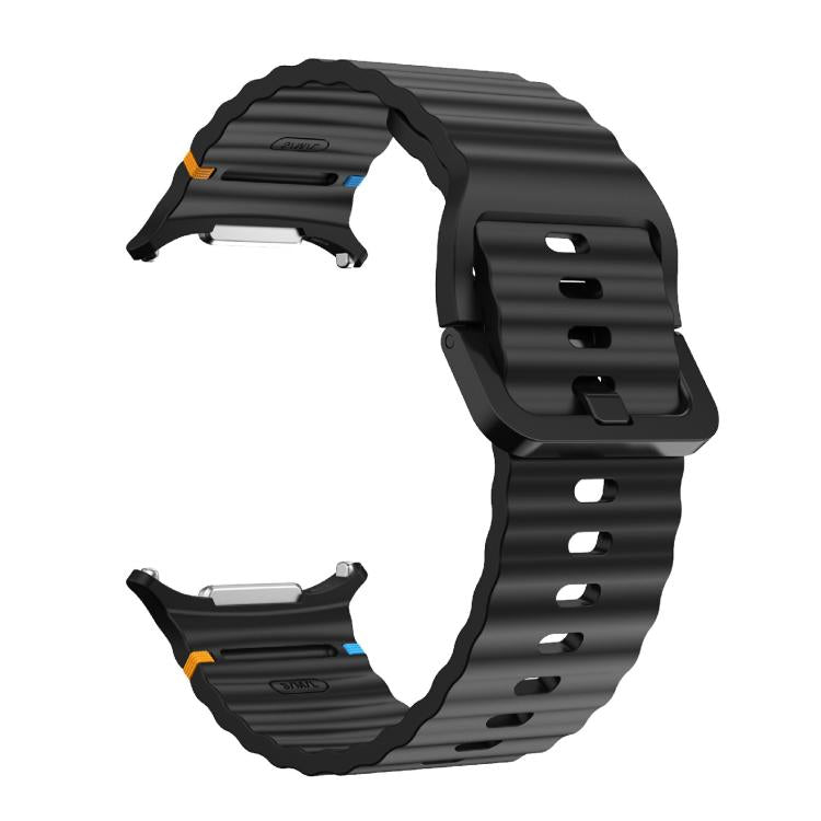For Samsung Galaxy Watch Ultra 47mm / Ultra 2025 Kalebol Wave-stitched Silicone Strap(Black) - free shipping - PMC TechLife - Order now!