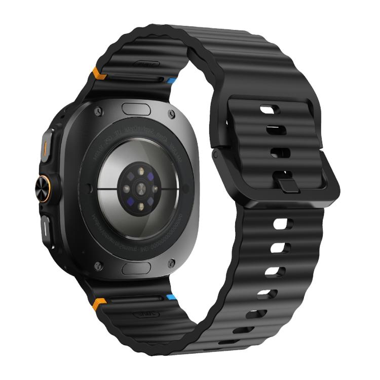 For Samsung Galaxy Watch Ultra 47mm / Ultra 2025 Kalebol Wave-stitched Silicone Strap(Black) - free shipping - PMC TechLife - Order now!