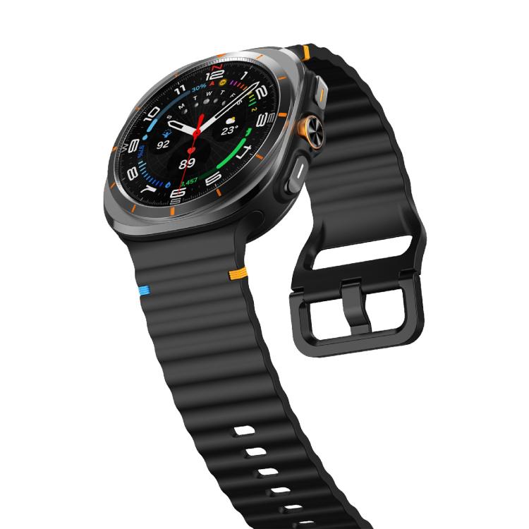 For Samsung Galaxy Watch Ultra 47mm / Ultra 2025 Kalebol Wave-stitched Silicone Strap(Black) - free shipping - PMC TechLife - Order now!