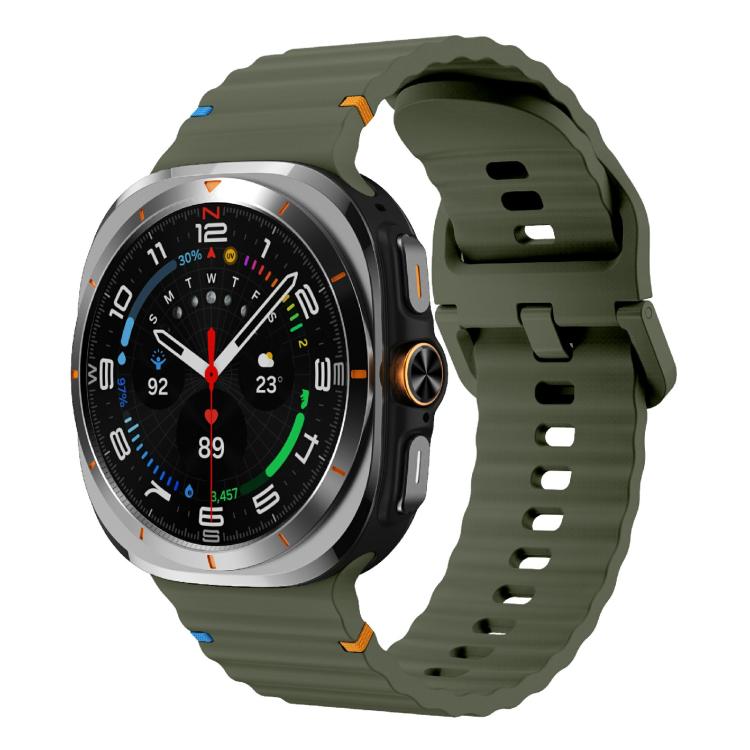 For Samsung Galaxy Watch Ultra 47mm / Ultra 2025 Kalebol Wave-stitched Silicone Strap(Army Green) - free shipping - PMC TechLife - Order now!