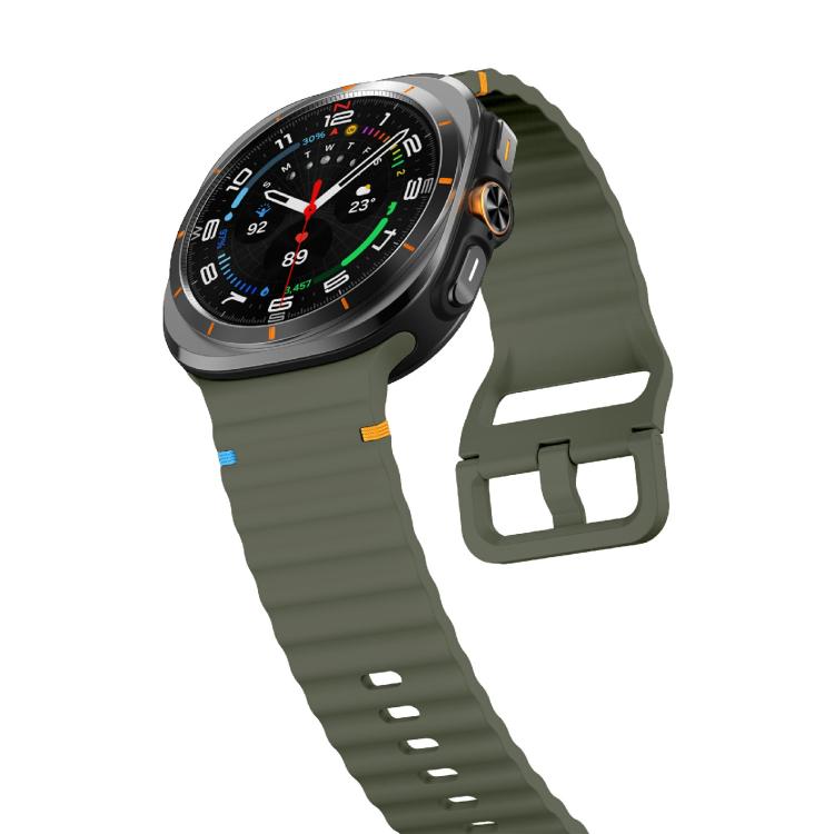 For Samsung Galaxy Watch Ultra 47mm / Ultra 2025 Kalebol Wave-stitched Silicone Strap(Army Green) - free shipping - PMC TechLife - Order now!