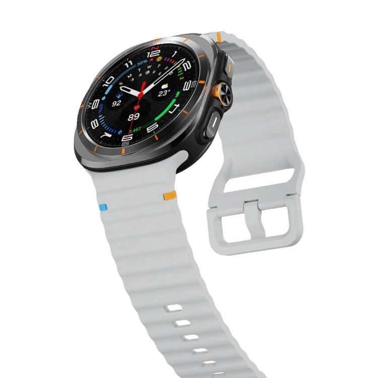 For Samsung Galaxy Watch Ultra 47mm / Ultra 2025 Kalebol Wave-stitched Silicone Strap(Light Grey) - free shipping - PMC TechLife - Order now!