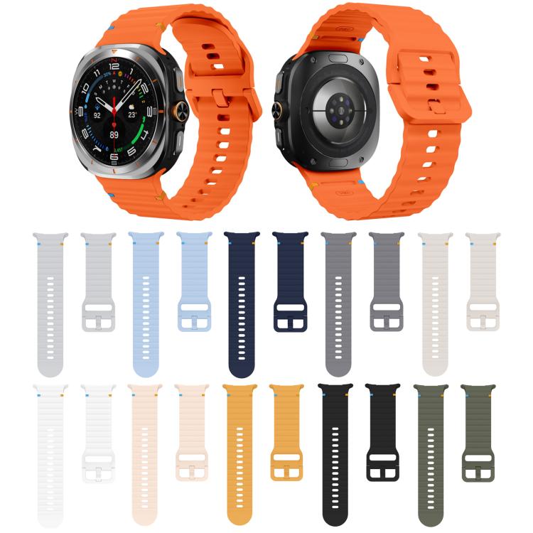 For Samsung Galaxy Watch Ultra 47mm / Ultra 2025 Kalebol Wave-stitched Silicone Strap(Light Grey) - free shipping - PMC TechLife - Order now!