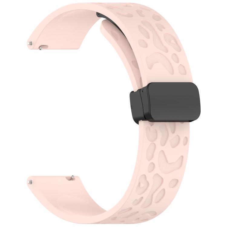 18mm Kalebol Universal Leopard Print Magnetic Folding Buckle Silicone Strap(Pink) - 22mm Bands by Kalebol | Online Shopping South Africa | PMc TechLife | Buy Now Pay Later Mobicred