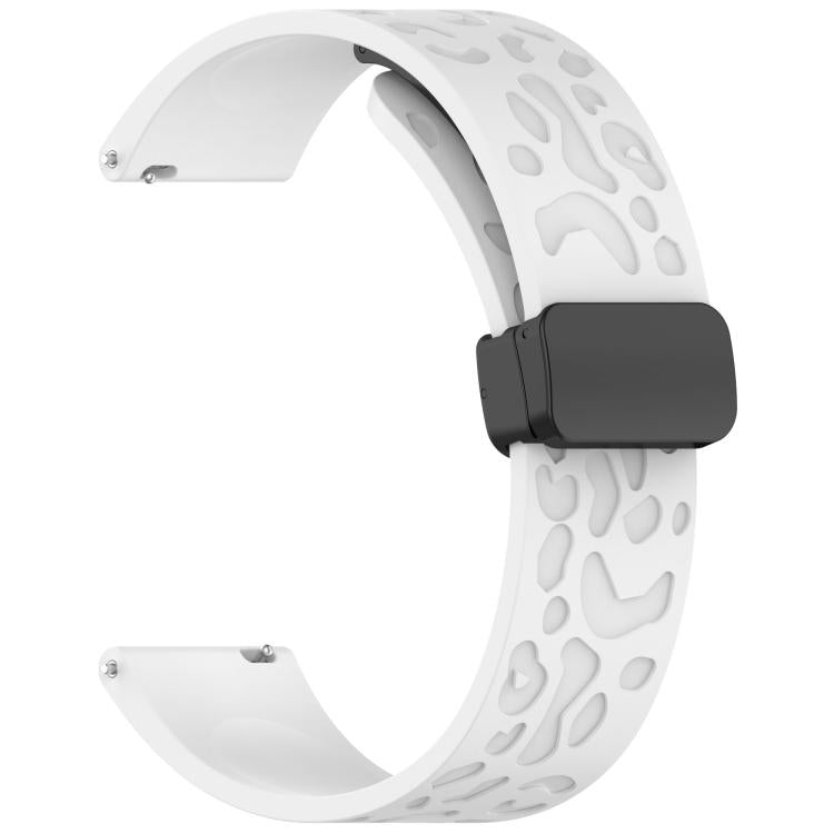 20mm Kalebol Universal Leopard Print Magnetic Folding Buckle Silicone Strap(White) - free shipping - PMc TechLife - Order now!
