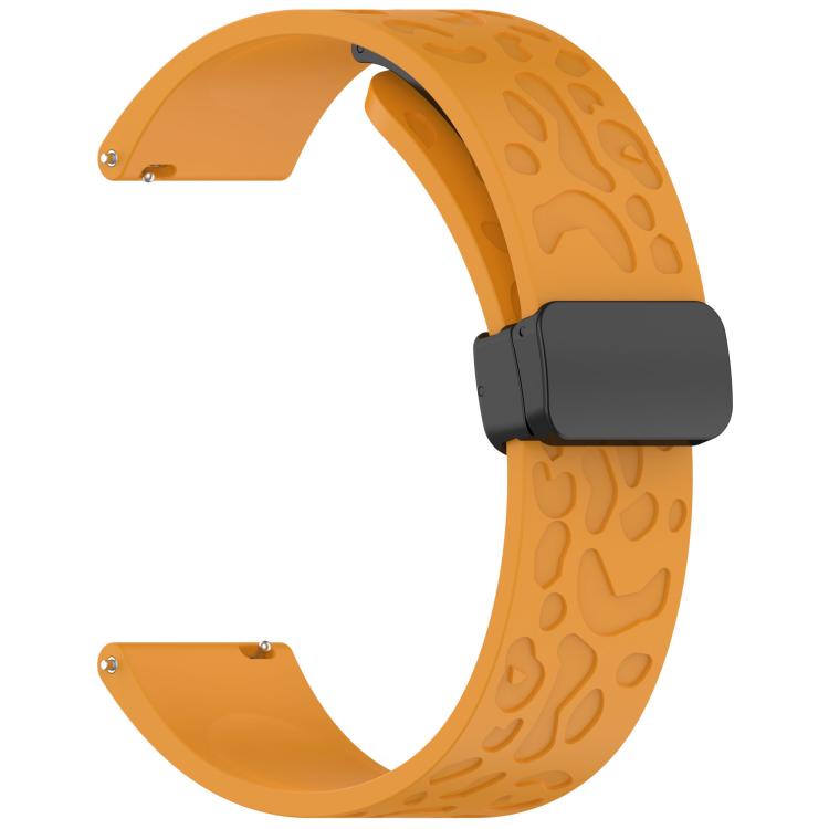 20mm Kalebol Universal Leopard Print Magnetic Folding Buckle Silicone Strap(Yellow) - 22mm Bands by Kalebol | Online Shopping South Africa | PMc TechLife | Buy Now Pay Later Mobicred