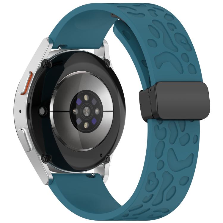 20mm Kalebol Universal Leopard Print Magnetic Folding Buckle Silicone Strap(Dark Blue) - 22mm Bands by Kalebol | Online Shopping South Africa | PMc TechLife | Buy Now Pay Later Mobicred