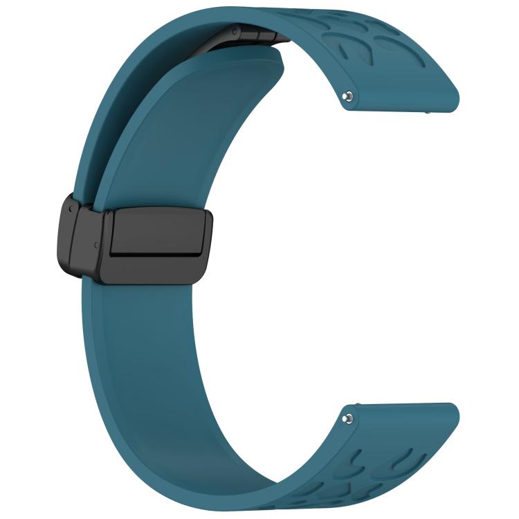 20mm Kalebol Universal Leopard Print Magnetic Folding Buckle Silicone Strap(Dark Blue) - 22mm Bands by Kalebol | Online Shopping South Africa | PMc TechLife | Buy Now Pay Later Mobicred