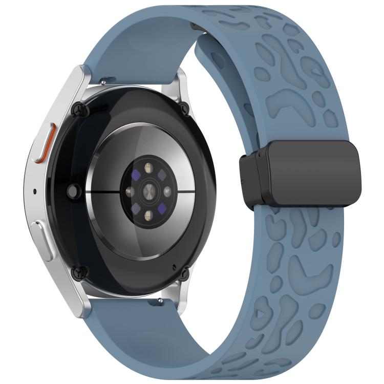 20mm Kalebol Universal Leopard Print Magnetic Folding Buckle Silicone Strap(Slate Blue) - 22mm Bands by Kalebol | Online Shopping South Africa | PMc TechLife | Buy Now Pay Later Mobicred