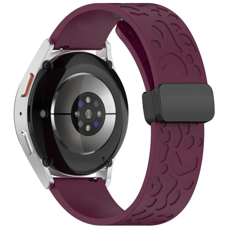 22mm Kalebol Universal Leopard Print Magnetic Folding Buckle Silicone Strap(Wine Red) - 22mm Bands by Kalebol | Online Shopping South Africa | PMc TechLife | Buy Now Pay Later Mobicred