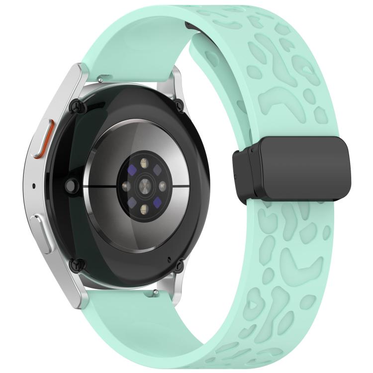 22mm Kalebol Universal Leopard Print Magnetic Folding Buckle Silicone Strap(Teal Blue) - 22mm Bands by Kalebol | Online Shopping South Africa | PMc TechLife | Buy Now Pay Later Mobicred