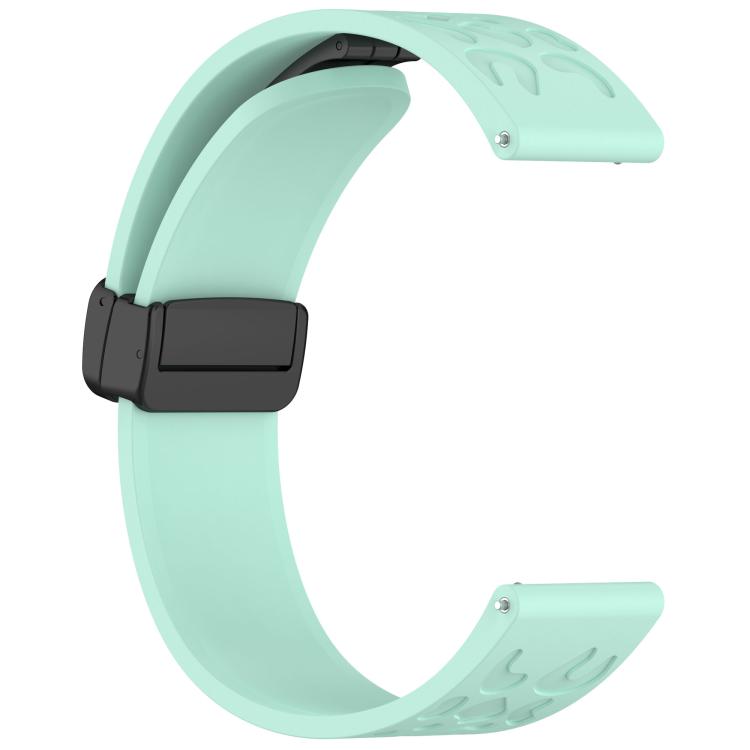 22mm Kalebol Universal Leopard Print Magnetic Folding Buckle Silicone Strap(Teal Blue) - 22mm Bands by Kalebol | Online Shopping South Africa | PMc TechLife | Buy Now Pay Later Mobicred