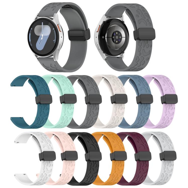 20mm Kalebol Universal Leopard Print Magnetic Folding Buckle Silicone Strap(White) - free shipping - PMc TechLife - Order now!