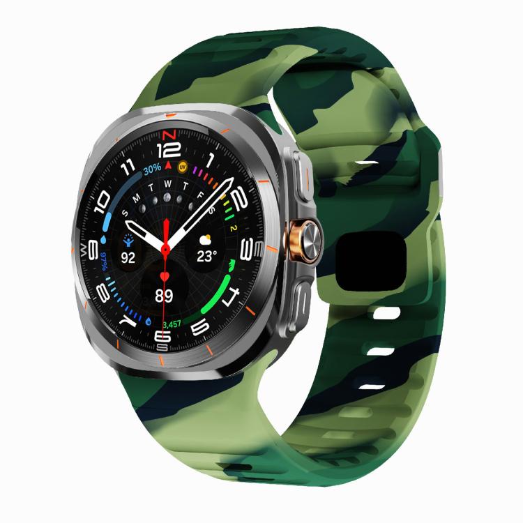 For Samsung Galaxy Watch Ultra 47mm / Ultra 2025 Kalebol Wave Reverse Buckle Silicone Strap(Army Green Camouflage) - free shipping - PMC TechLife - Order now!
