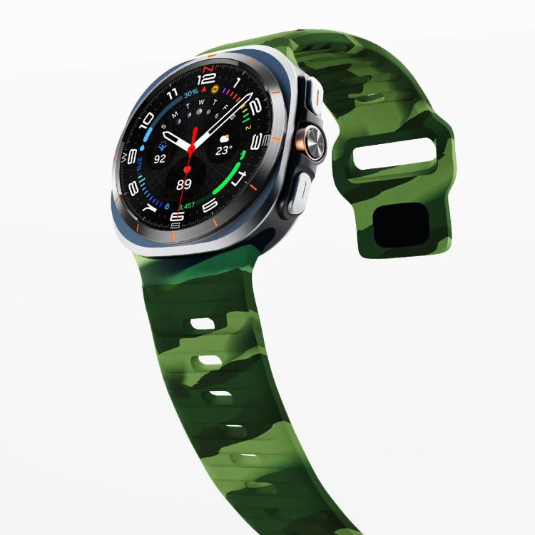 For Samsung Galaxy Watch Ultra 47mm / Ultra 2025 Kalebol Wave Reverse Buckle Silicone Strap(Army Green Camouflage) - free shipping - PMC TechLife - Order now!